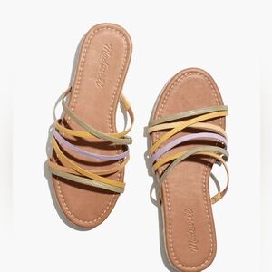 MADEWELL KATHRYN ESPADRILLE SLIDE SANDAL COLORBLOCK SNAKE EMBOSSED LEATHER